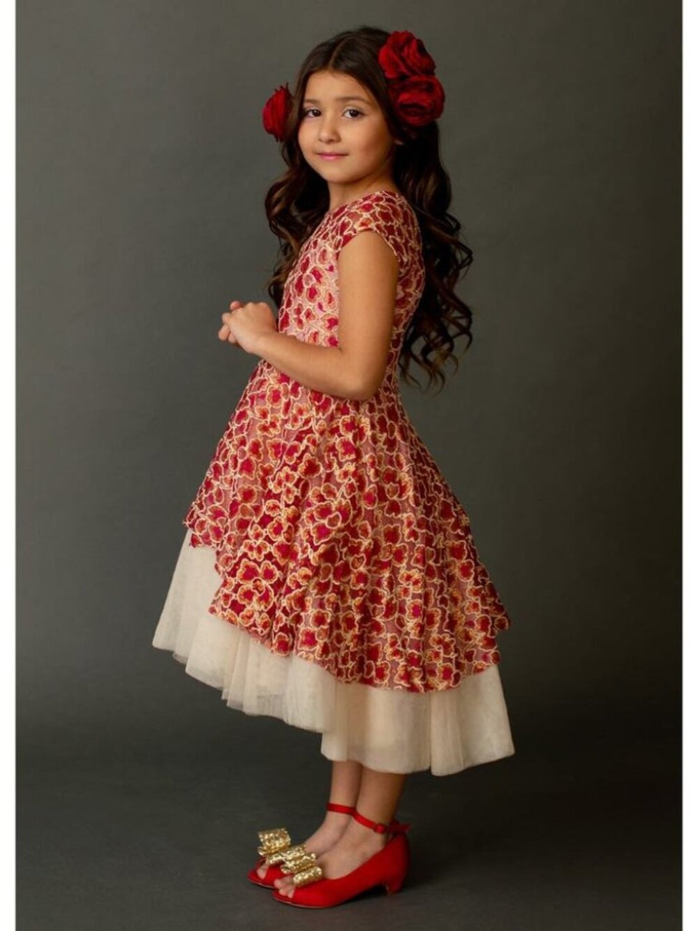 Joyfolie Mia Joy Annalise Petticoat Dress Scarlet Metallic Girl’s Size 7